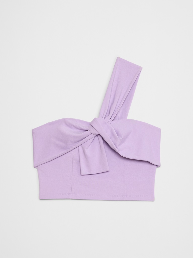 Knotted One-Shoulder Cropped Bustier