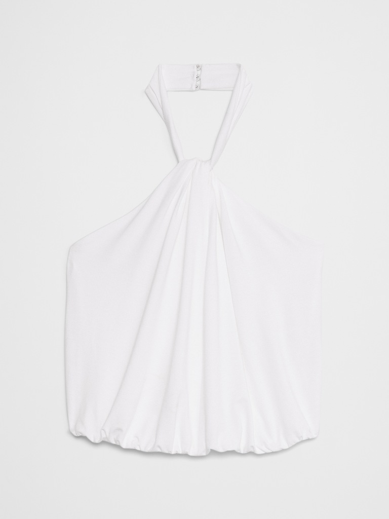 Twist-Neck Cropped Halter Top