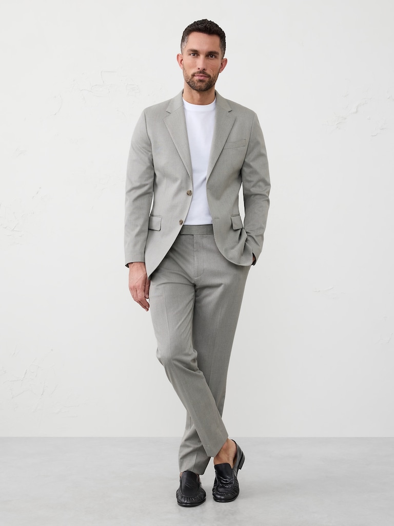 Tailored-Fit Textured Suit Jacket