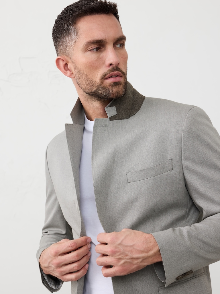 Tailored-Fit Textured Suit Jacket