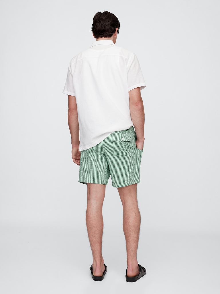 6" Relaxed Seersucker Swim Trunks