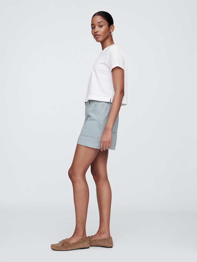 4" High Rise SuperSoft Denim Utility Shorts