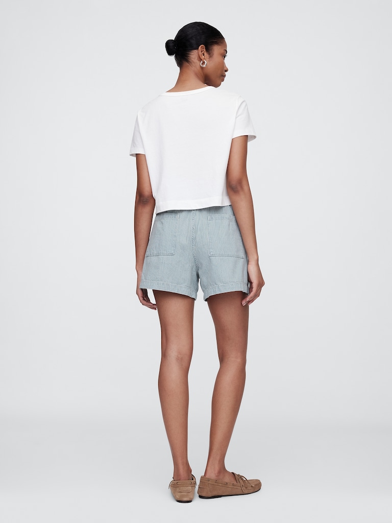 4" High Rise SuperSoft Denim Utility Shorts