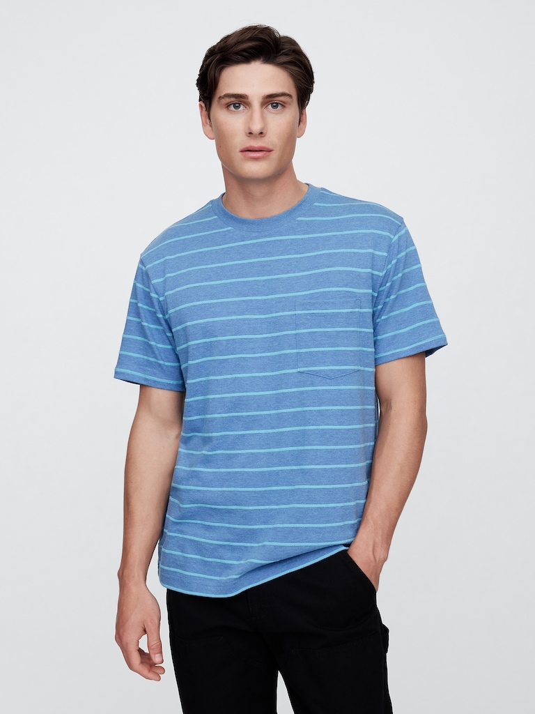 Texture-Stripe Original Pocket T-Shirt
