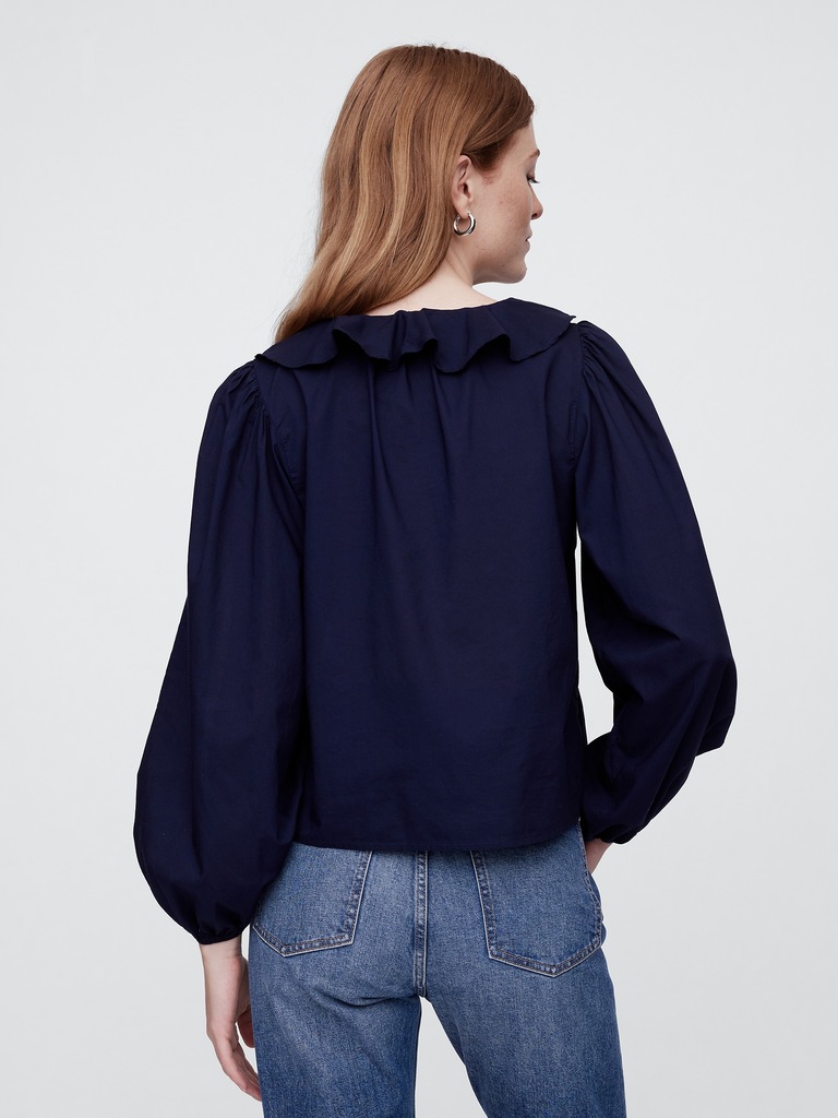 Relaxed Gauze Ruffle Top