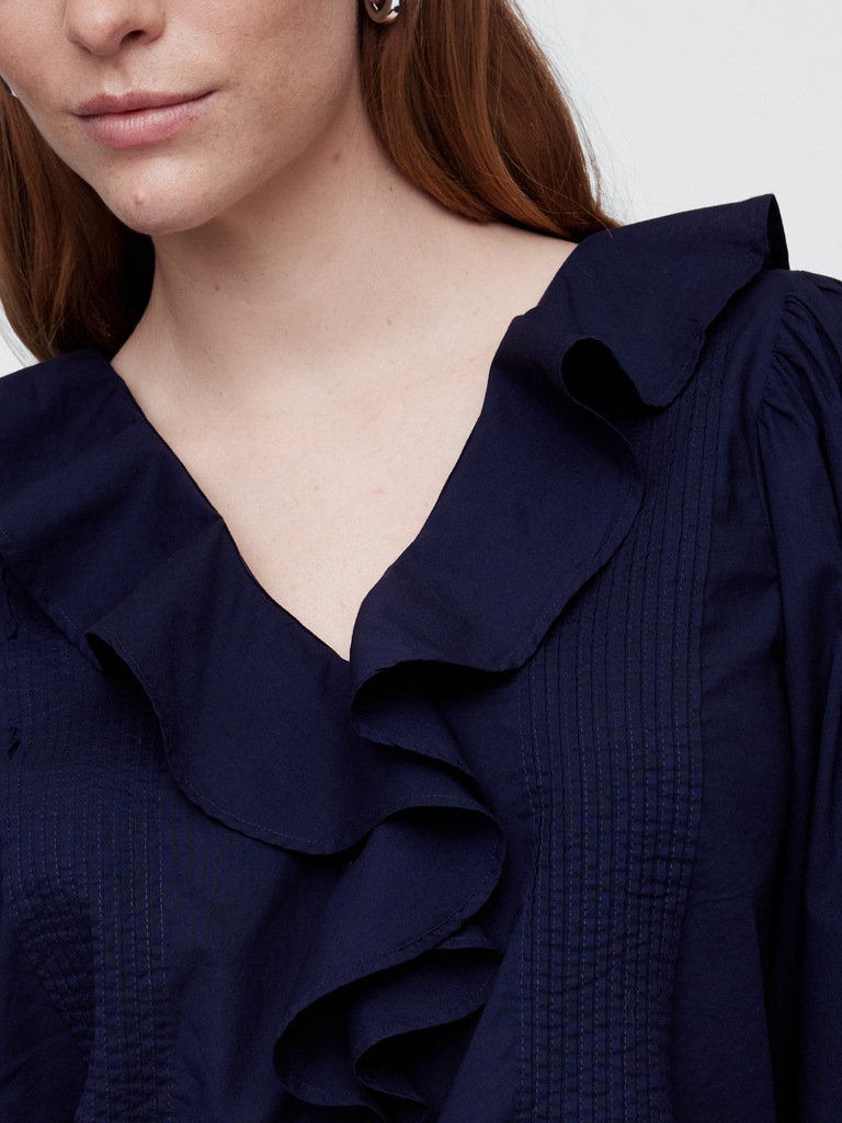 Relaxed Gauze Ruffle Top