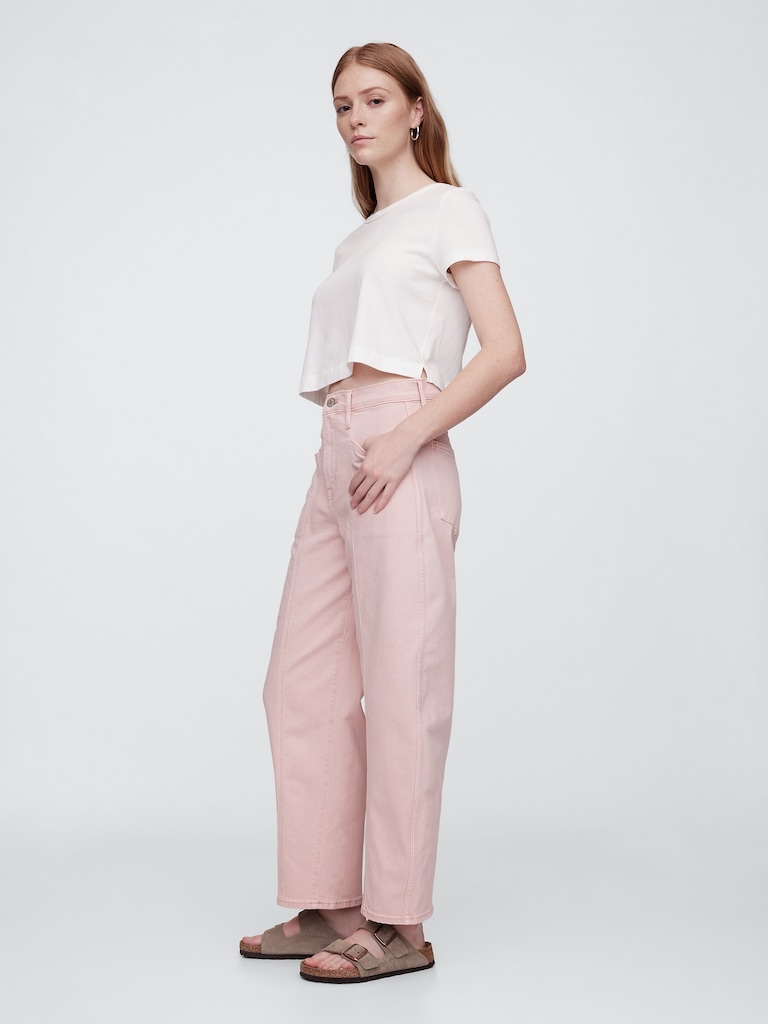 High Rise Seamed Barrel Jeans