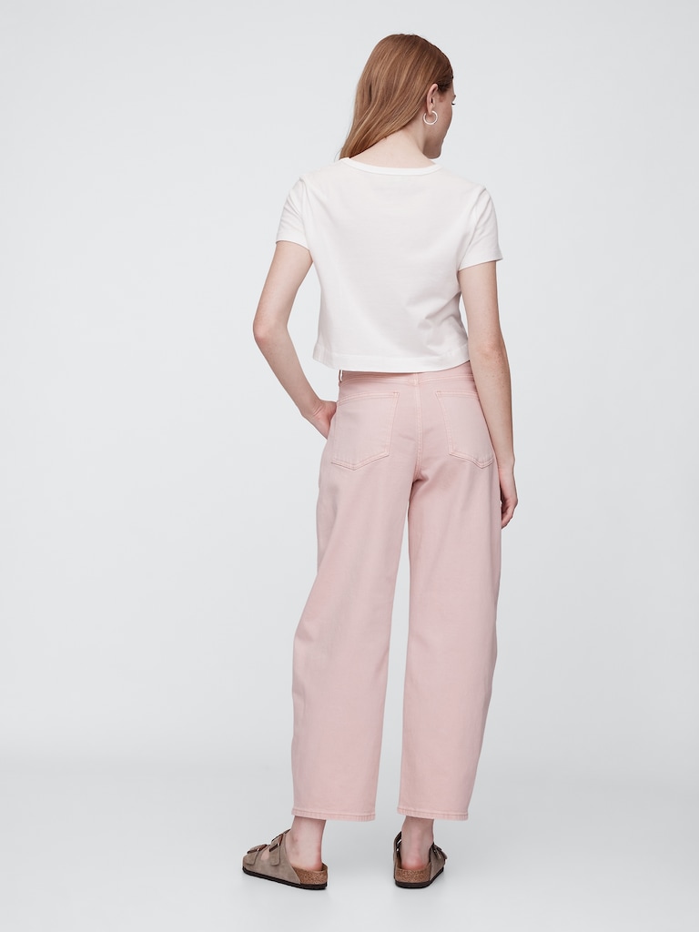 High Rise Seamed Barrel Jeans