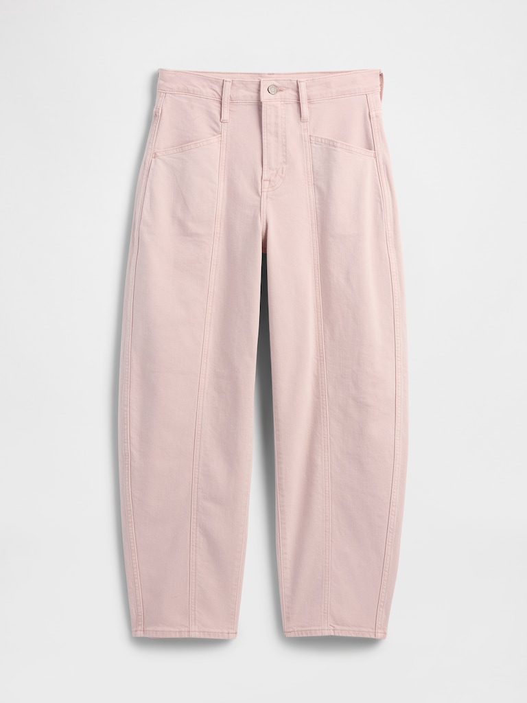 High Rise Seamed Barrel Jeans