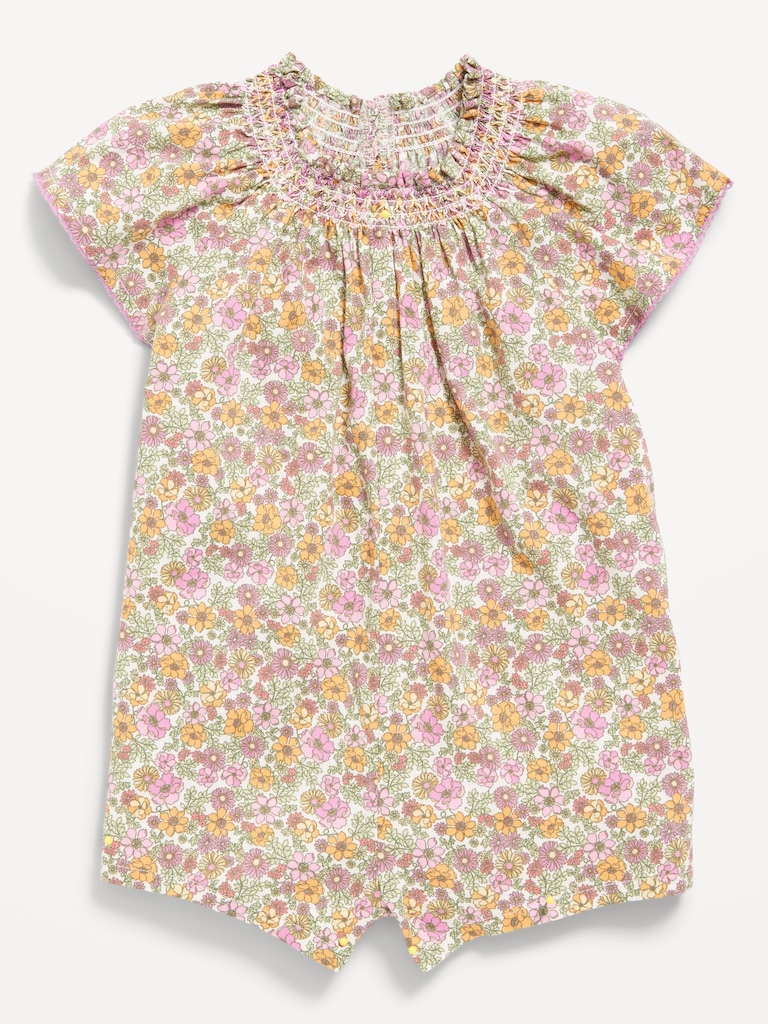 Printed Flutter-Sleeve One-Piece Romper for Baby