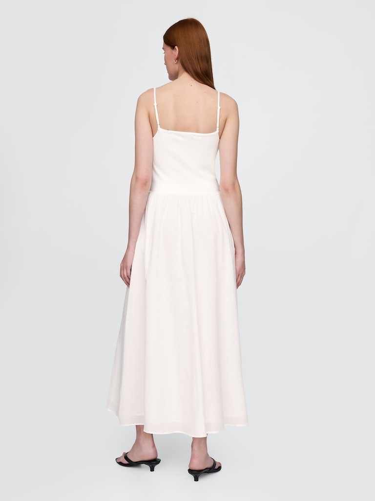 Compact Jersey Mixed Media Maxi Dress