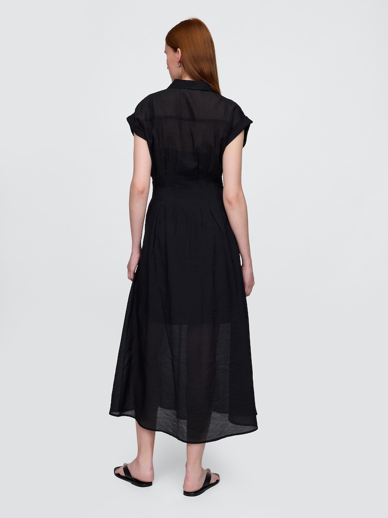 Sheer Midi Shirtdress