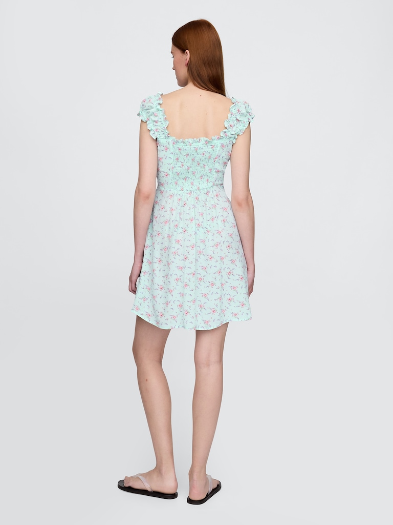 Puff-Sleeve Sweetheart Mini Dress