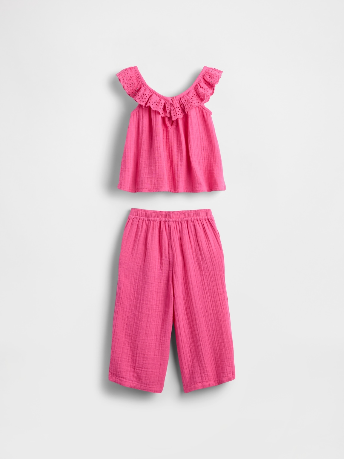 Baby & Toddler Gauze Eyelet Ruffle Outfit Set