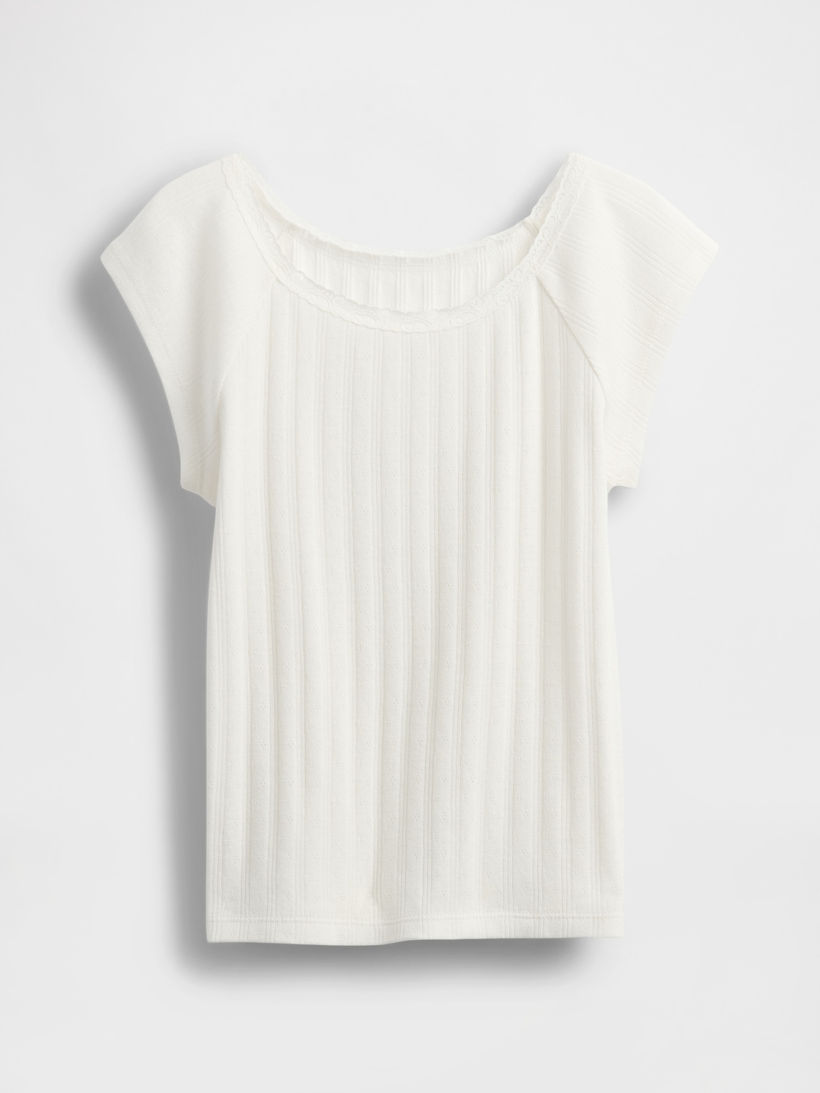 Kids Lace-Trim Pointelle T-Shirt