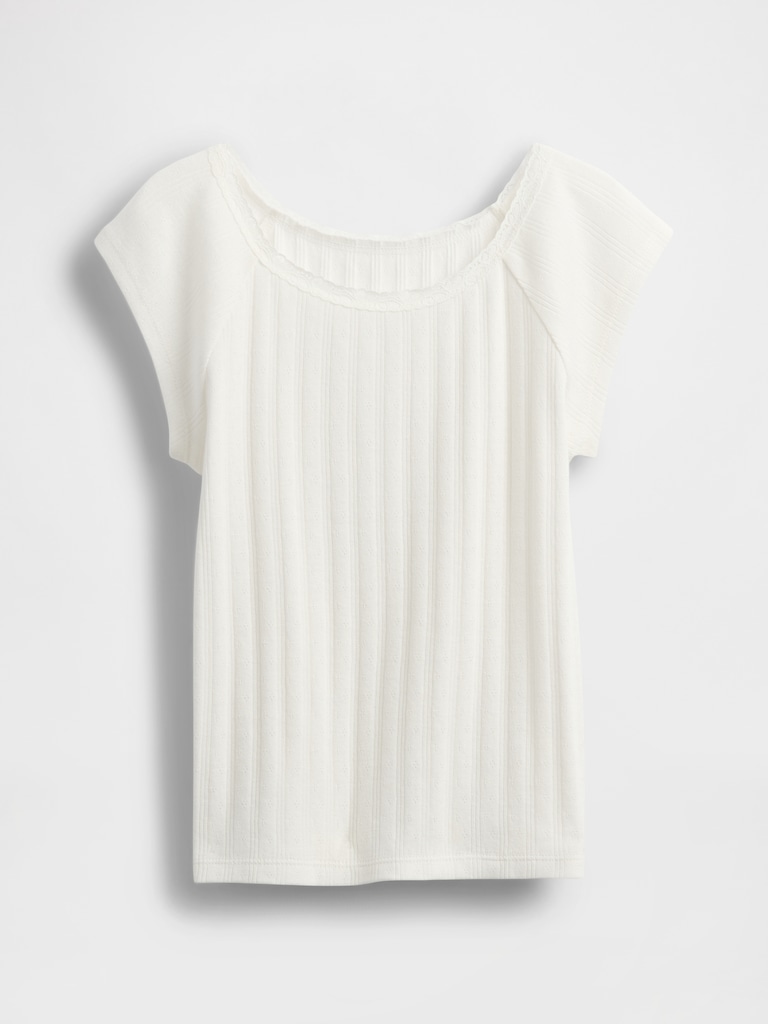 Kids Lace-Trim Pointelle T-Shirt