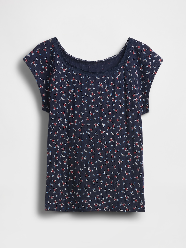 Kids Lace-Trim Pointelle T-Shirt