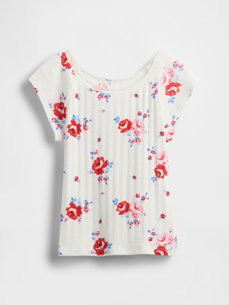 Kids Lace-Trim Pointelle T-Shirt