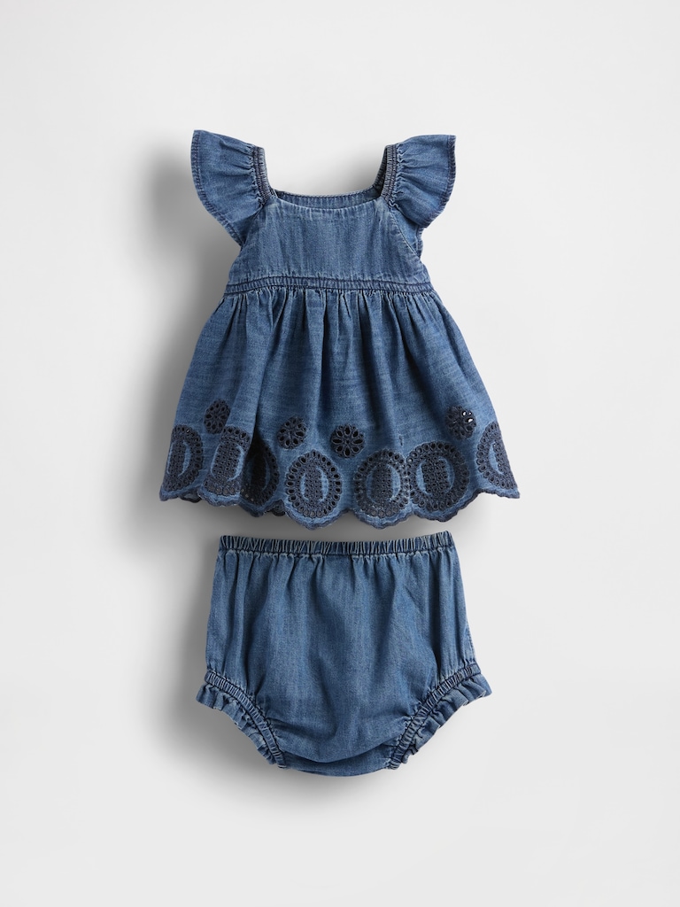 Baby Denim Eyelet Outfit Set