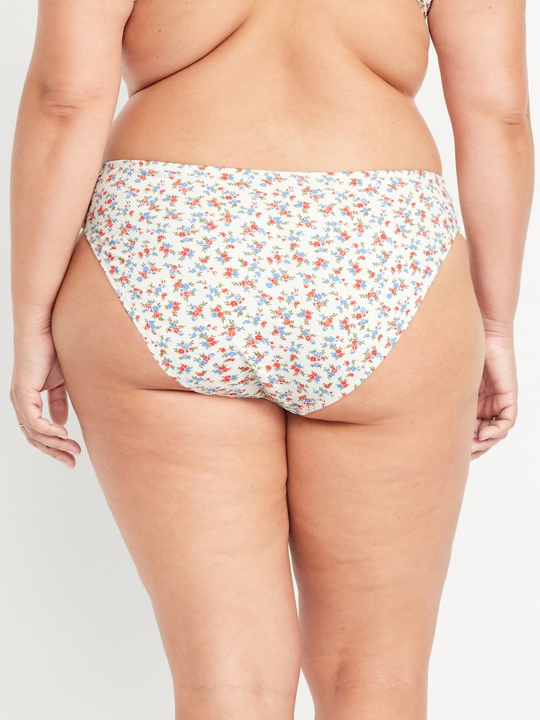 Mid-Rise Textured Bikini Swim Bottoms