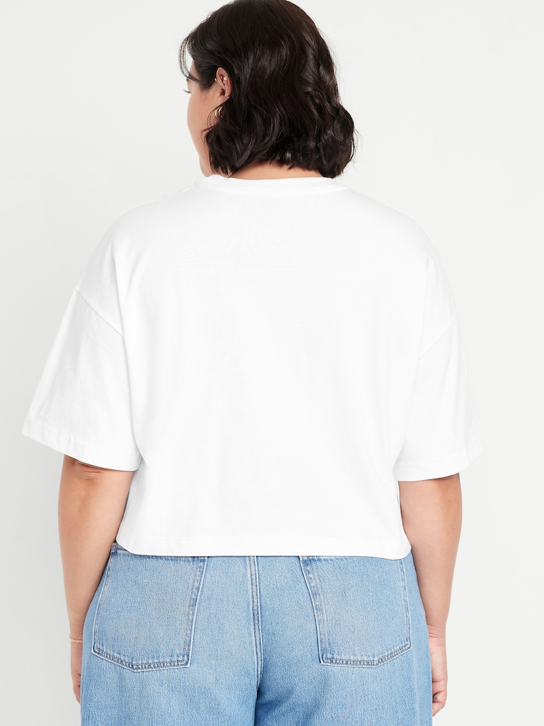 Vintage Crew-Neck Oversized Crop T-Shirt