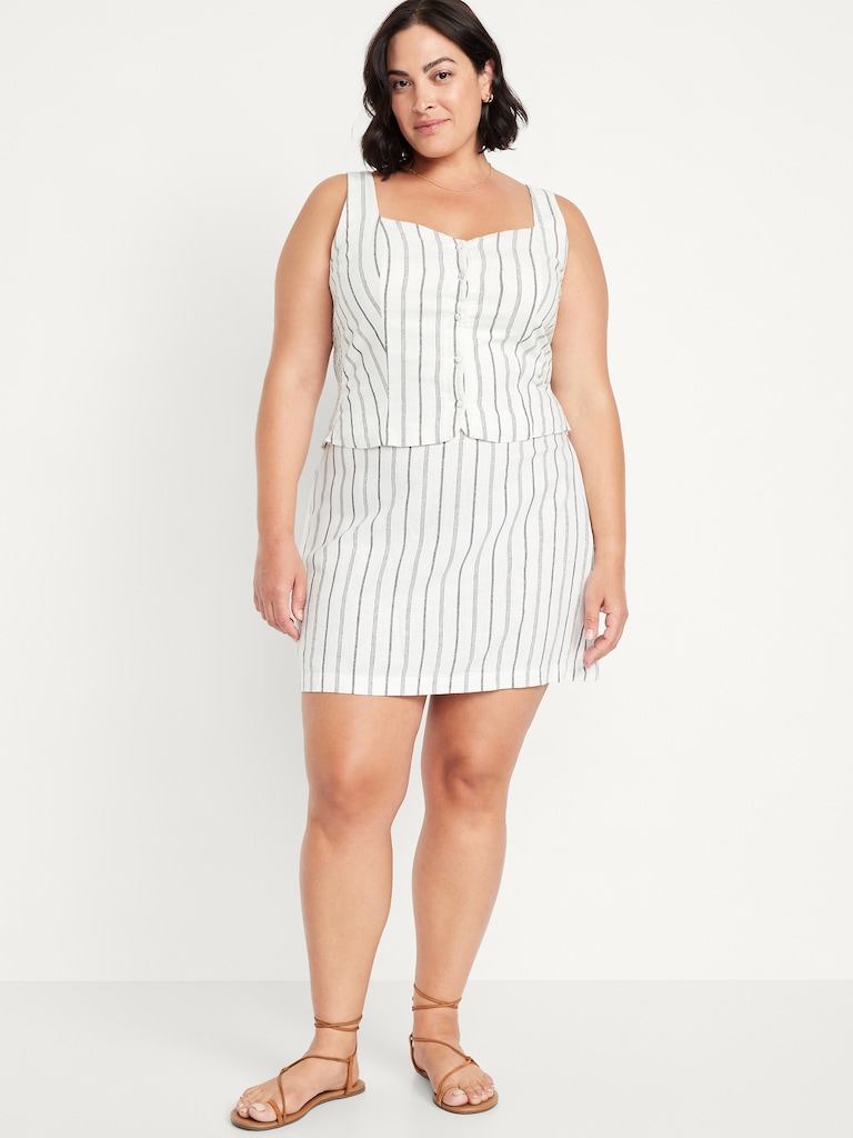 High-Waisted Linen-Blend Mini Skirt