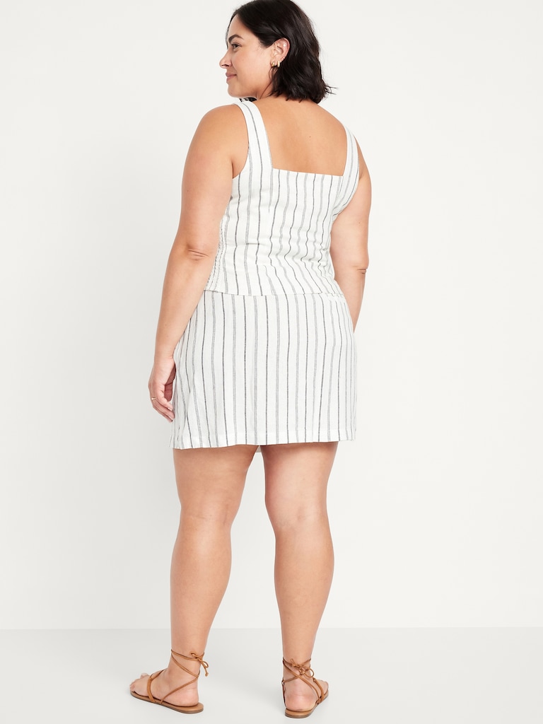 High-Waisted Linen-Blend Mini Skirt