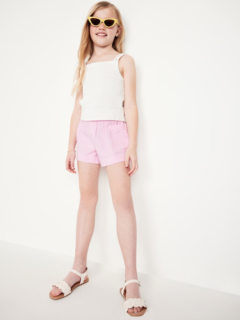 Loose Double-Weave Utility Shorts for Girls