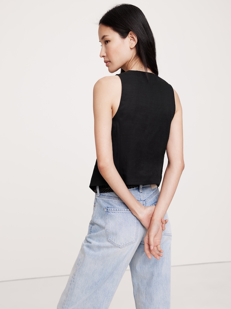 Viscose-Linen Tie Vest