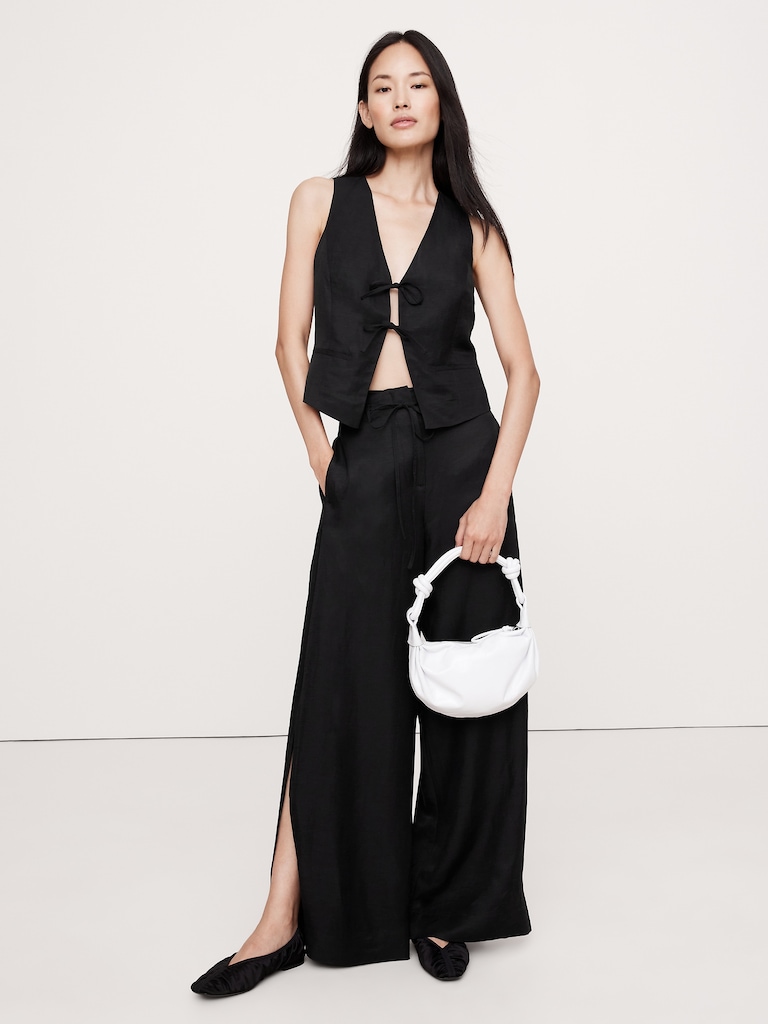 Viscose-Linen Tie Vest