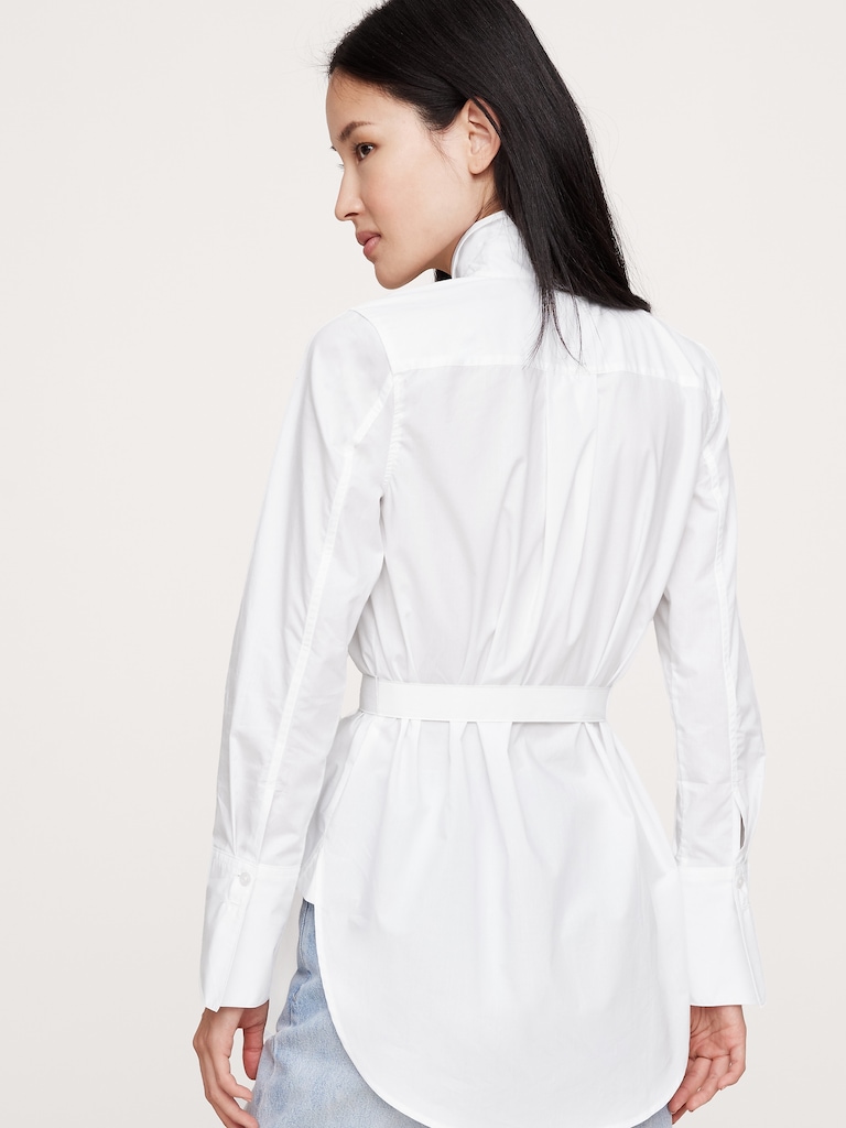 Cotton Poplin Belted Tunic Shirt