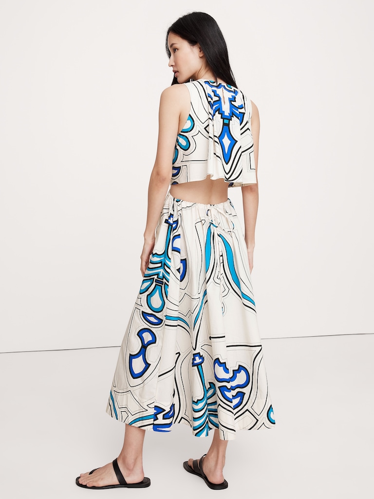 Cotton Poplin Cut-Out Midi Dress