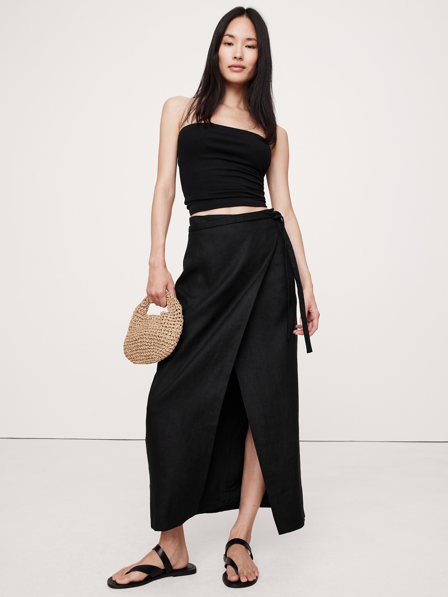 Linen Wrap Maxi Skirt | Banana Republic