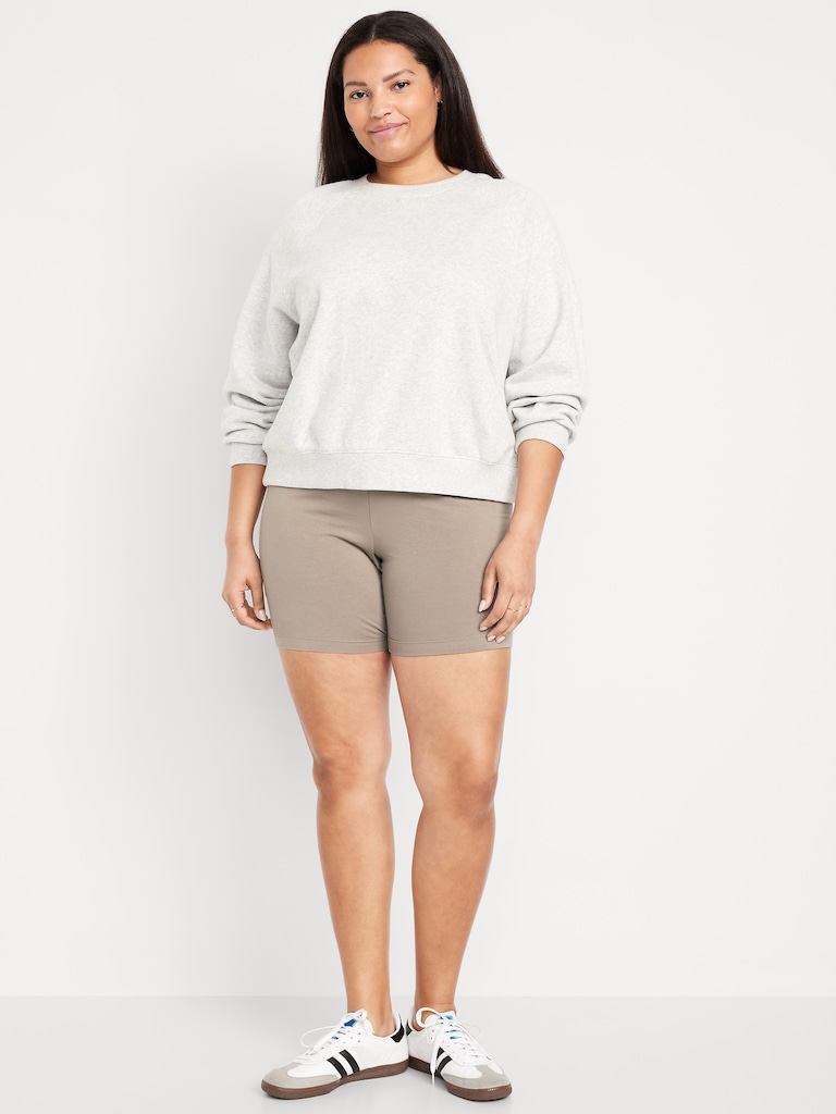 High-Waisted Jersey Biker Shorts -- 6-inch inseam
