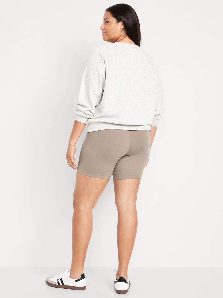 High-Waisted Jersey Biker Shorts -- 6-inch inseam