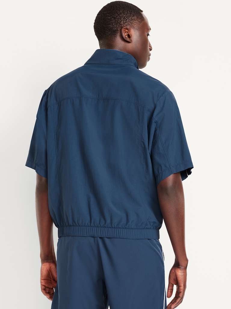 Short-Sleeve Nylon Half-Zip Top