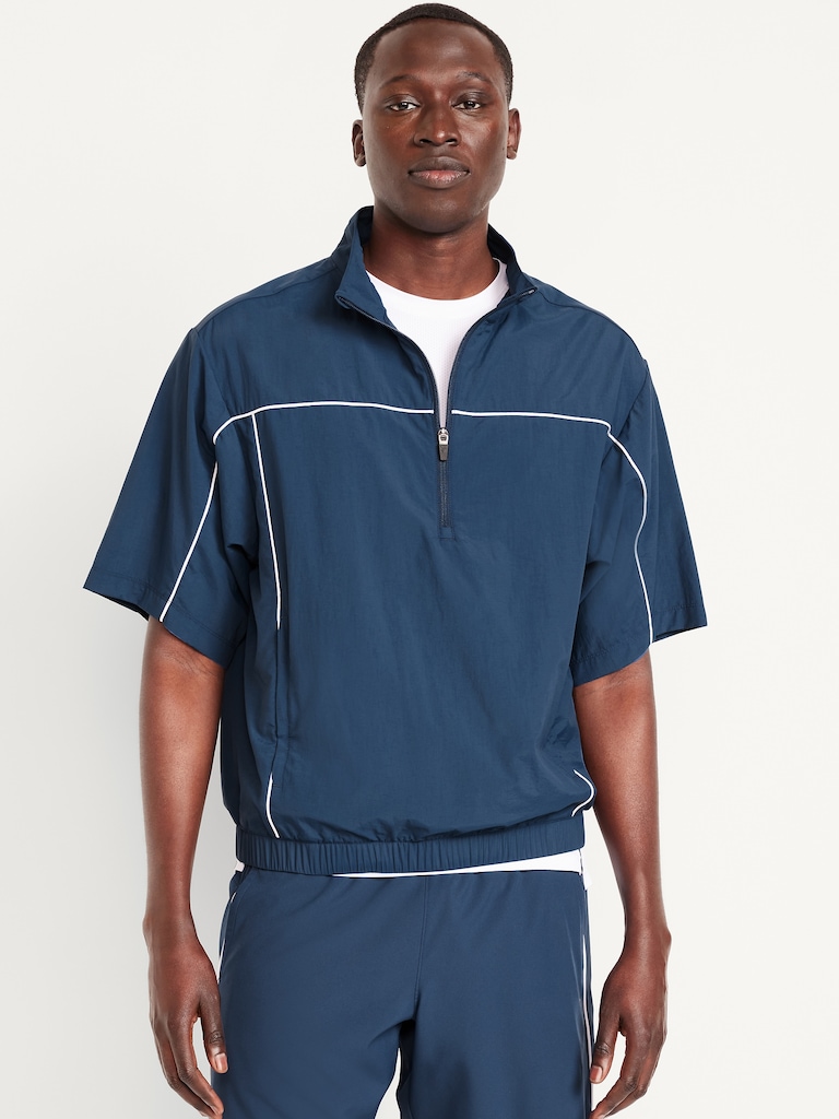 Short-Sleeve Nylon Half-Zip Top