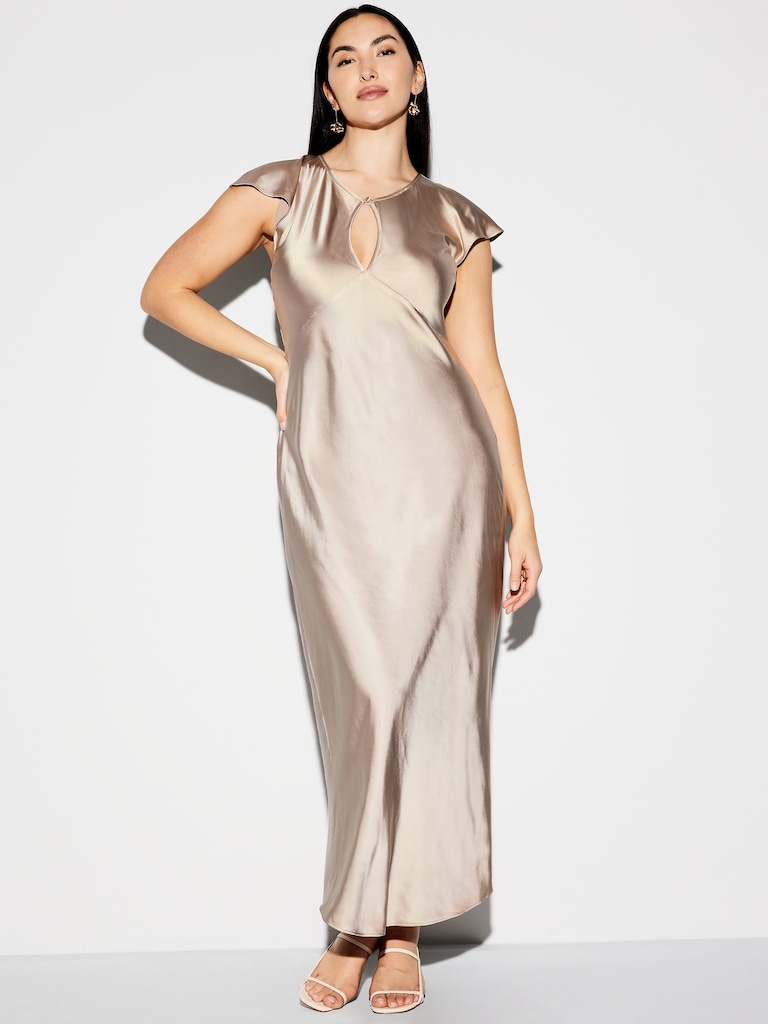 The Occasion by Old Navy Flutter-Sleeve Keyhole Satin Maxi Dress