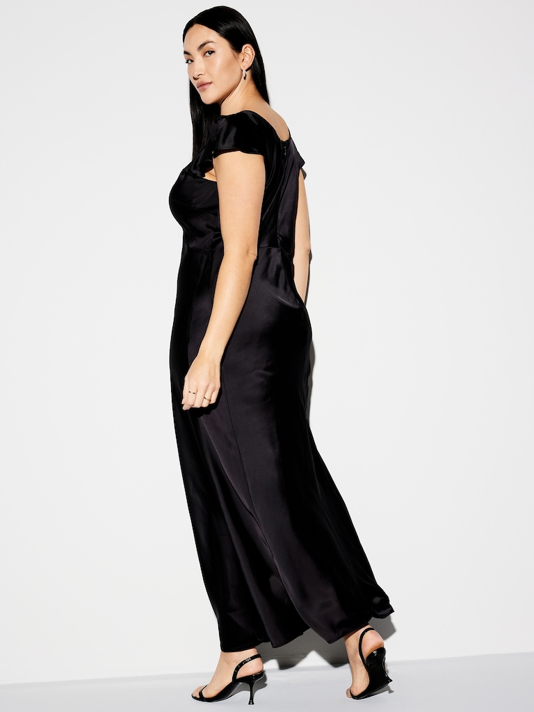 The Occasion by Old Navy Flutter-Sleeve Keyhole Satin Maxi Dress