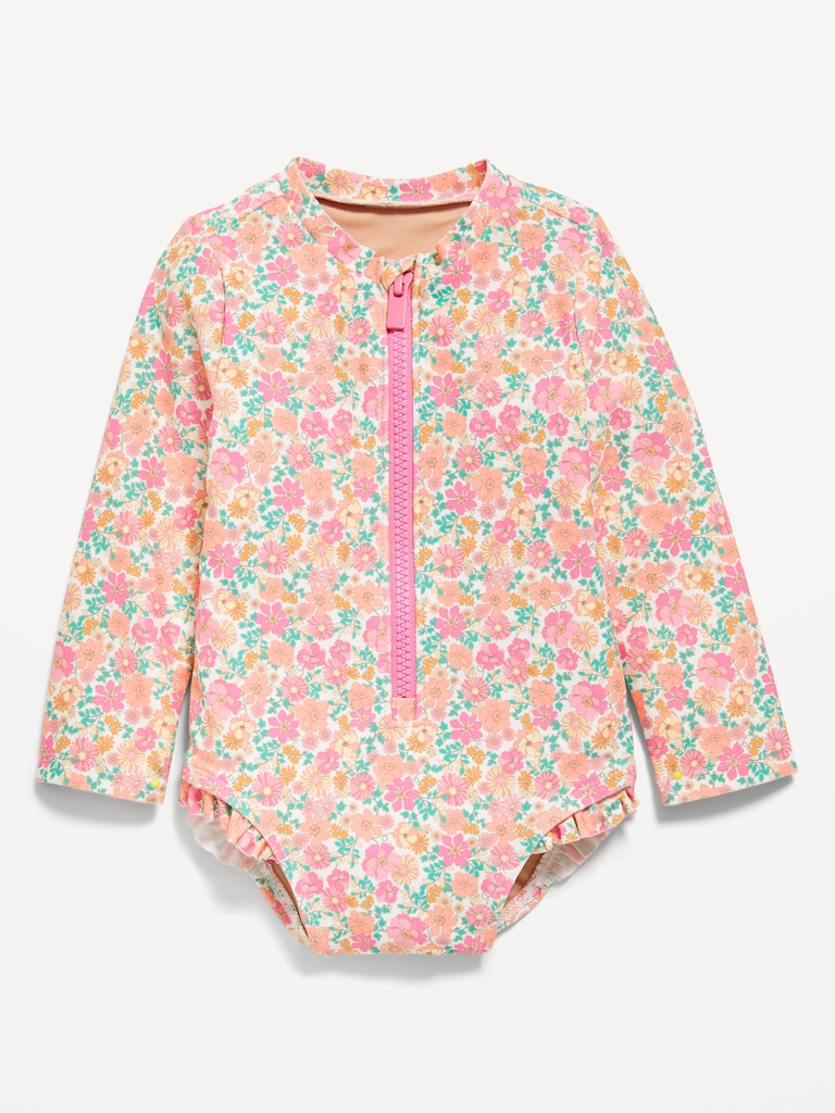 Printed Zip-Front Rashguard One-Piece Swimsuit for Baby