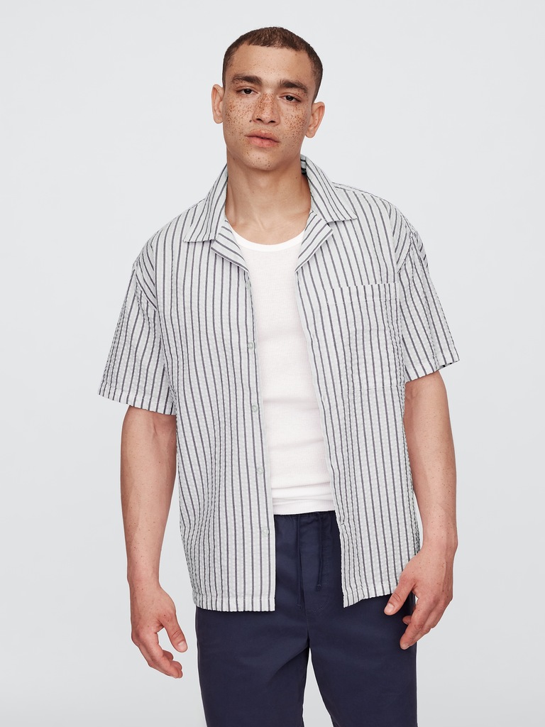 Seersucker Shirt in Boxy Fit