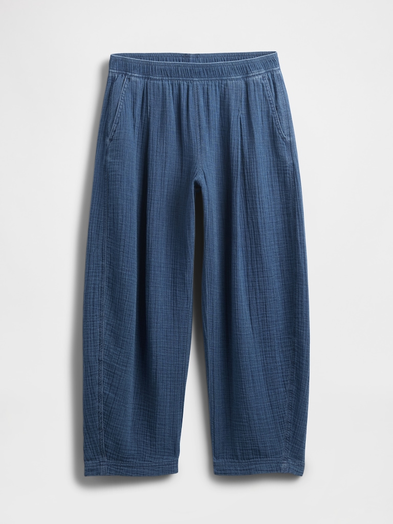 Cotton Gauze Denim Easy Barrel Pants