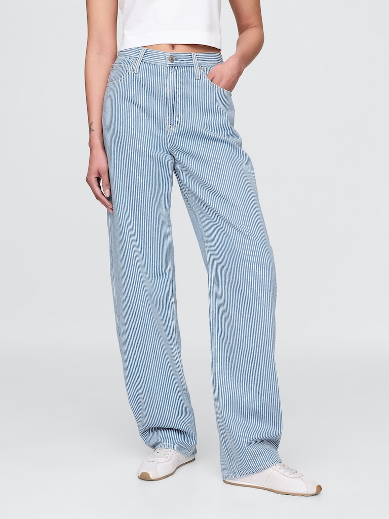 High Rise UltraSoft Denim Stripe Barrel Jeans