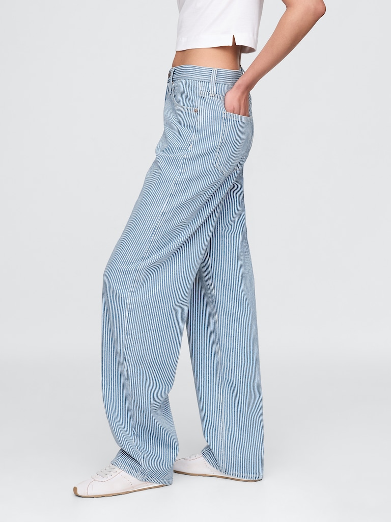 High Rise UltraSoft Denim Stripe Barrel Jeans