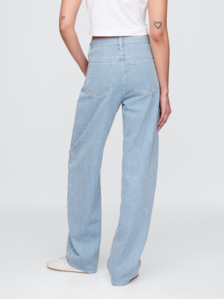 High Rise UltraSoft Denim Stripe Barrel Jeans