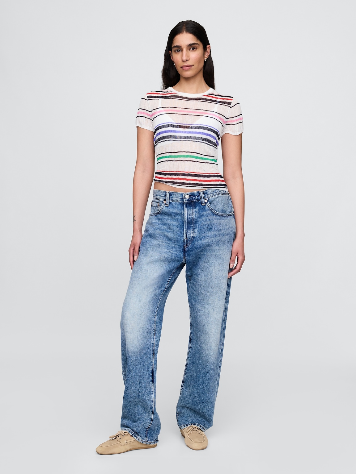 Sheer Rib Sweater T-Shirt