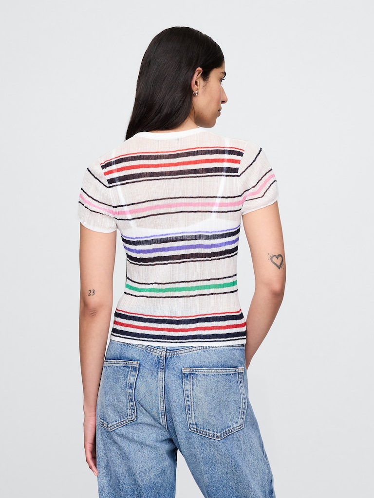 Sheer Rib Sweater T-Shirt