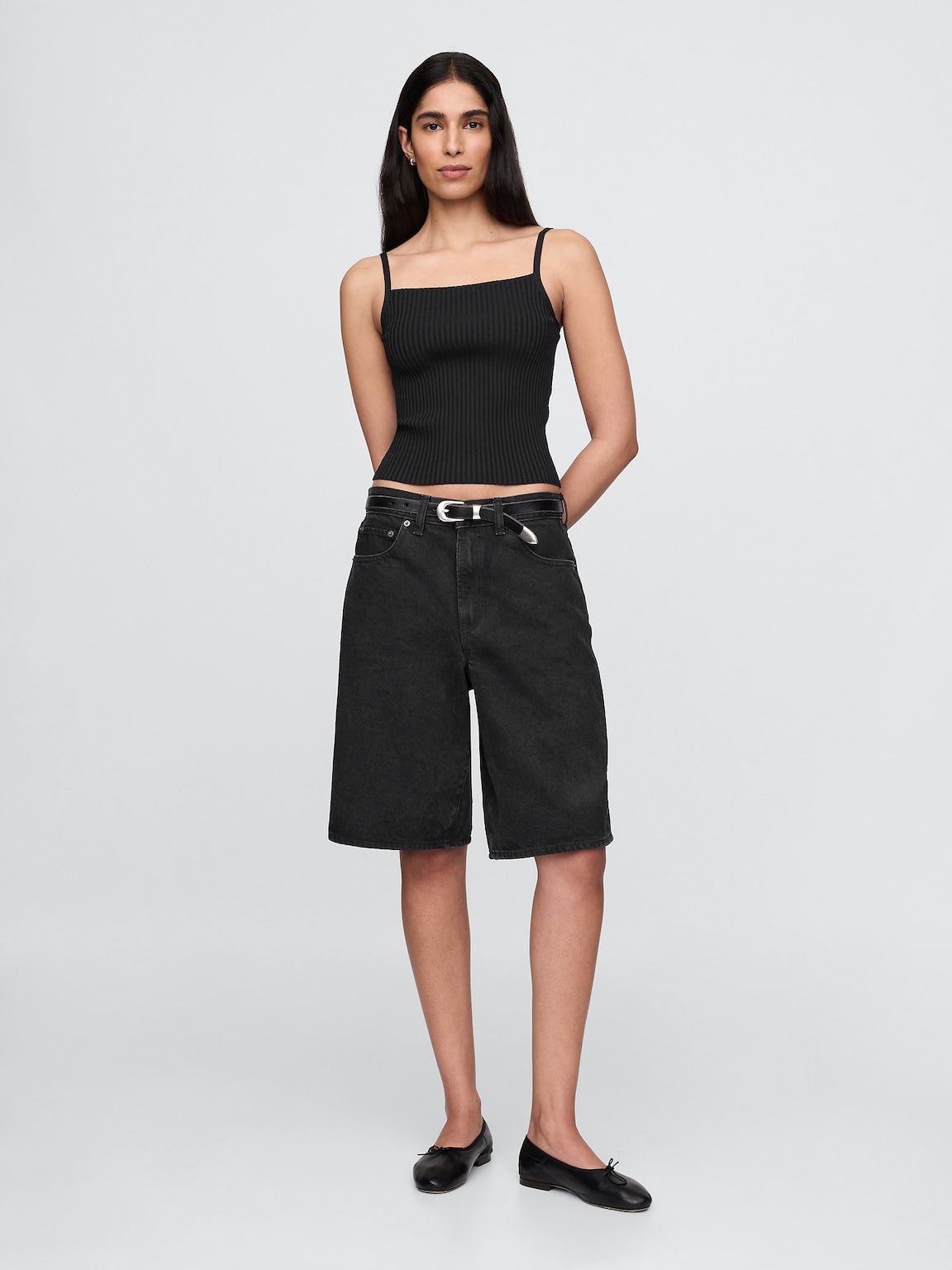 Rib Sweater Crop Tank Top