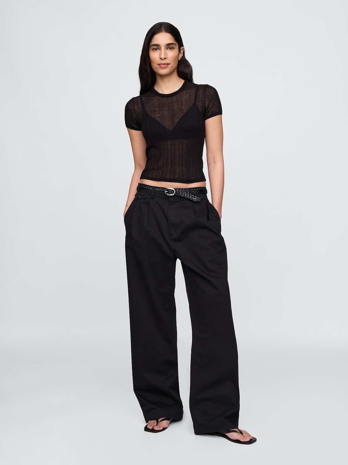 Sheer Rib Sweater T-Shirt