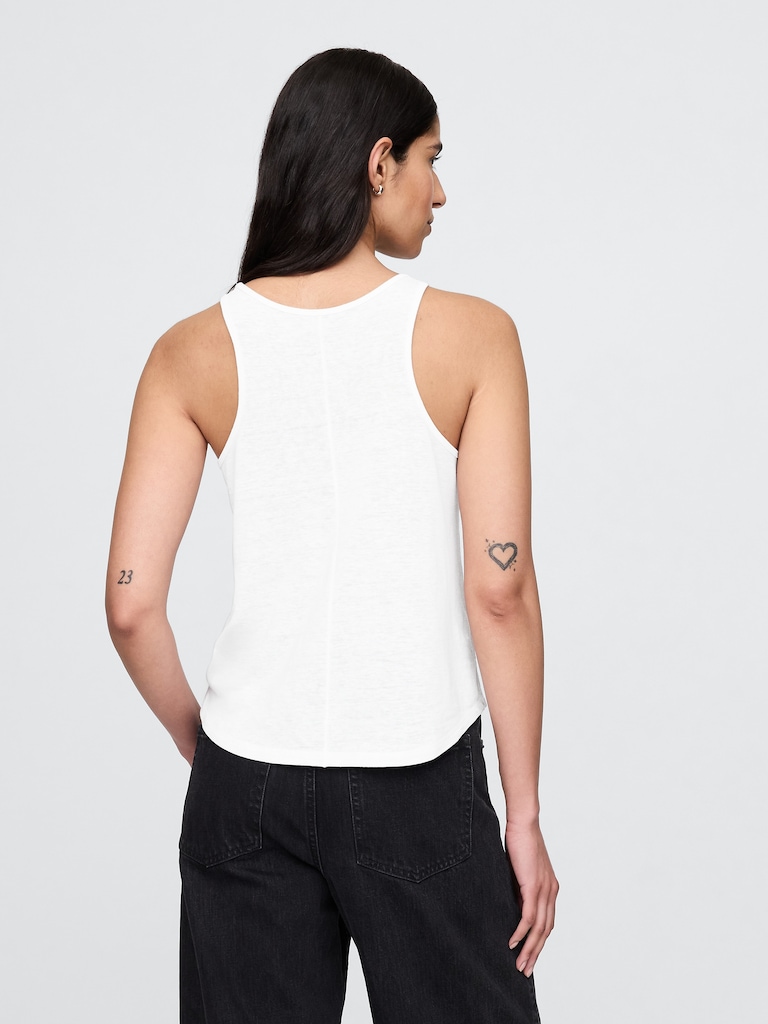 Linen-Blend Racerback Tank Top